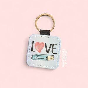 Bookish Love Keychain | Hand-Drawn Book & Heart Illustration | Reader Gift